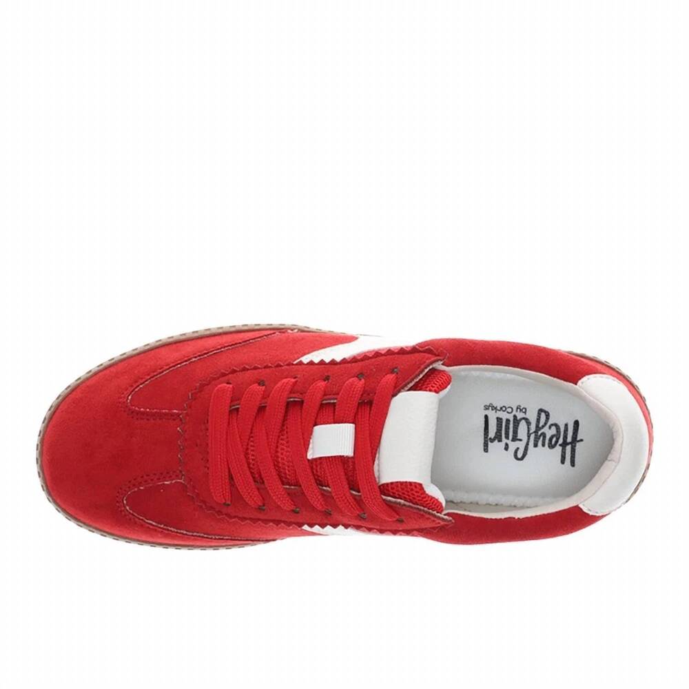 NEW CORKYS FOOTWEAR women's spoiler alert lace up sneakers in red faux suede - Picture 5 of 6